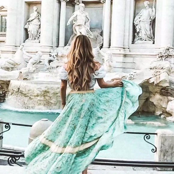 SOLD OUT Turquoise Fields Boho Ruffle Hi Low Maxi Skirt - Picture 5 of 10